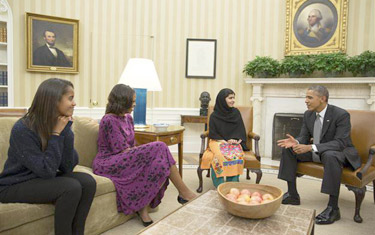 ديدار یوسف زی با اوباما در کاخ سفید