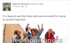 ابراز تاسف فرل ویلیامز از دستگیری گروه «هپی» ایرانی در صفحه فیسبوکش