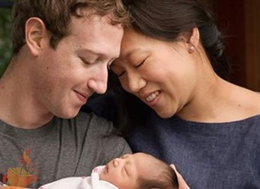مارک زاکربرگ موسس و مدیر عامل شرکت فیسبوک و همسرش پریسیلا چان و فرزندشان