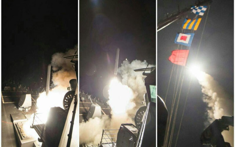 تصاویری از شلیک موشک هاي «تام هوک» از ناوهای آمریکا در دریای مدیترانه به پايگاه هوايي ارتش دولتي سوریه