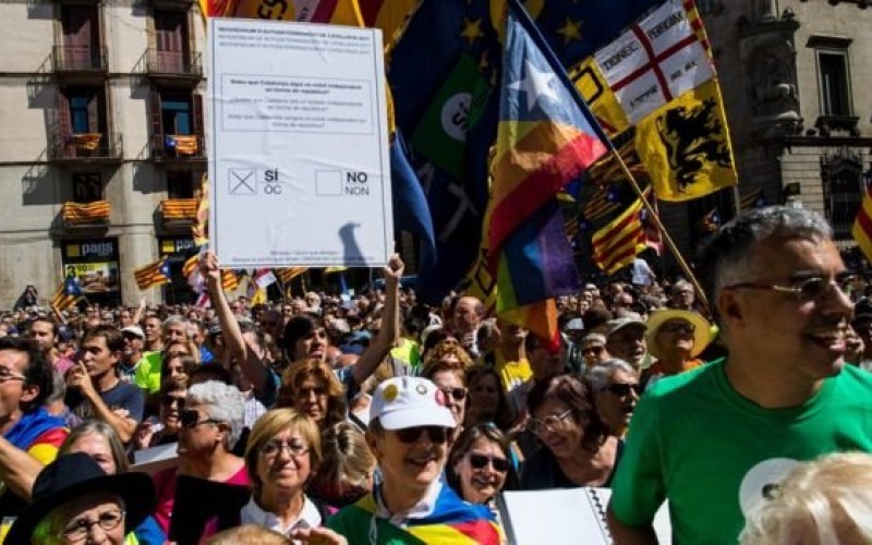 تظاهرات جدایی‌طلبان کاتالون در بارسلون