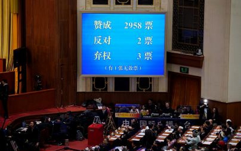 نتایج رای‌گیری كنگره حزب كمونیست چین: ۲۹۵۸ موافق، ۲ مخالف. ۳ نفر رای ندادند!