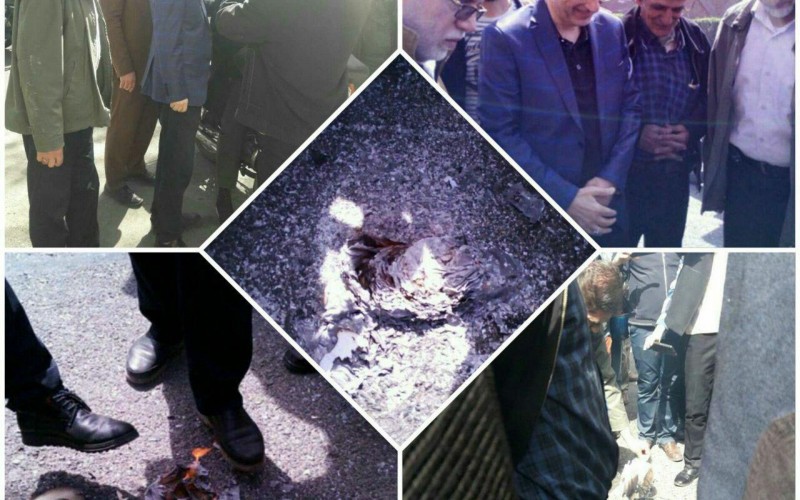 مشایی، مقابل سفارت انگلیس حکم بقایی را به آتش کشید!/تصاوير