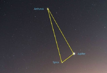تشکیل مثلث نورانی مشتری با 2 ستاره درخشان