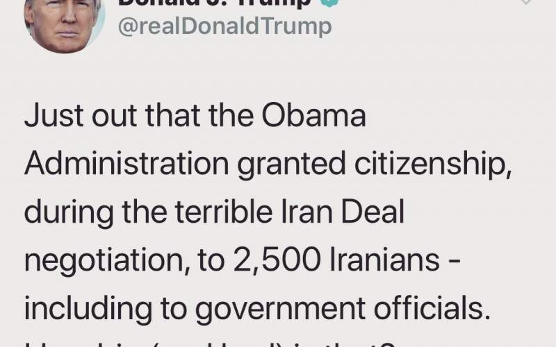 ترامپ: اوباما به ۲۵۰۰ ایرانی حق شهروندی داد