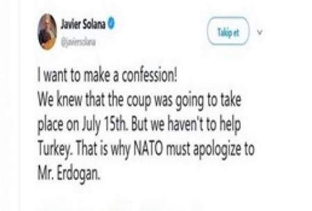خاویر سولانا: از کودتای ترکیه اطلاع داشتیم اما...