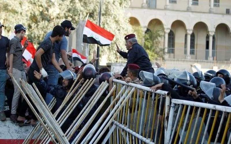 درگیری نیروهای امنیتی با معترضان در بغداد
