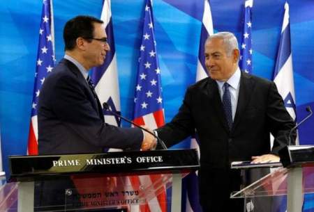 دیدار بنیامین نتانیاهو، نخست وزیر اسرائیل با استیون منوچین، وزیر خزانه‌داری آمریکا