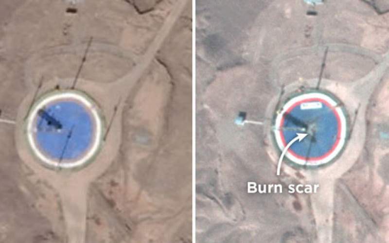 تصویر ماهواره‌ای منتشر شده ادعایی از سوی آمریکایی‌ها از سکوی پرتاب مرکز فضایی امام خمینی(ره) سمنان.