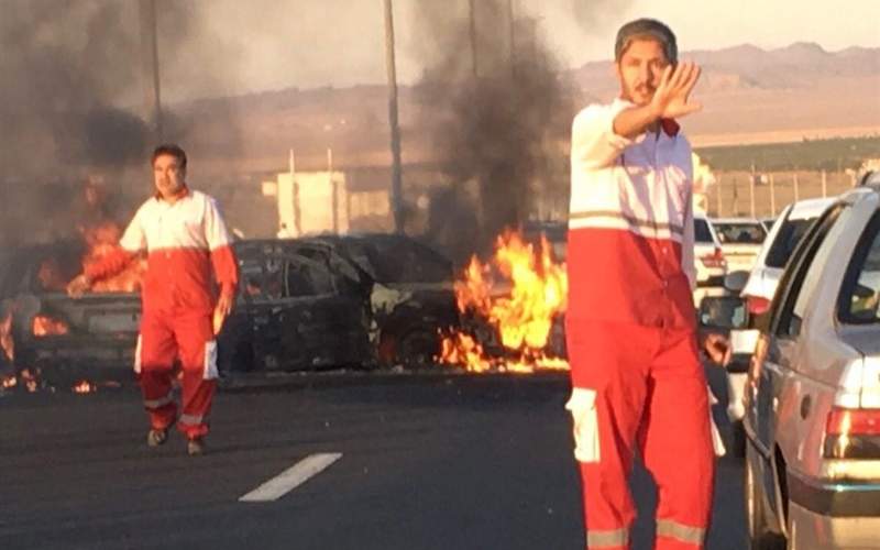 تصادف و آتش‌سوزی در آزادراه تهران - قم