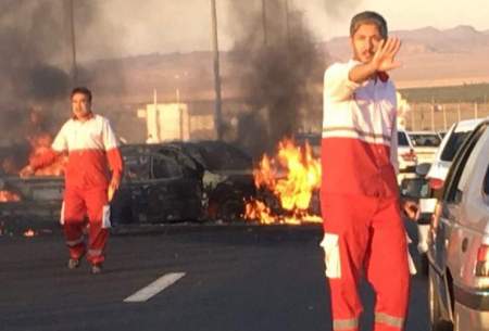تصادف و آتش‌سوزی در آزادراه تهران - قم