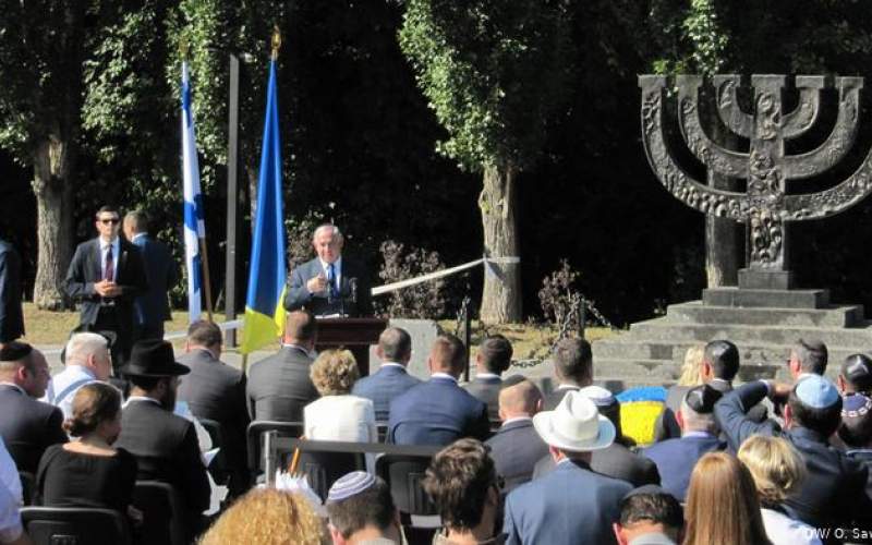 سخنرانی بنیامین نتانیاهو، در محل بنای یادبود "بابی یار" در کیف اوکراین