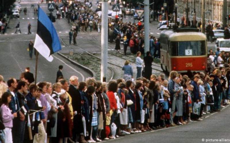 تصویری از زنجیره انسانی "راه بالتیک"، ۲۳ اوت ۱۹۸۹