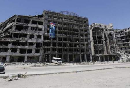 نمایی از مجتمع‌های مسکونی ویران‌شده بر اثر جنگ داخلی در حمص سوریه