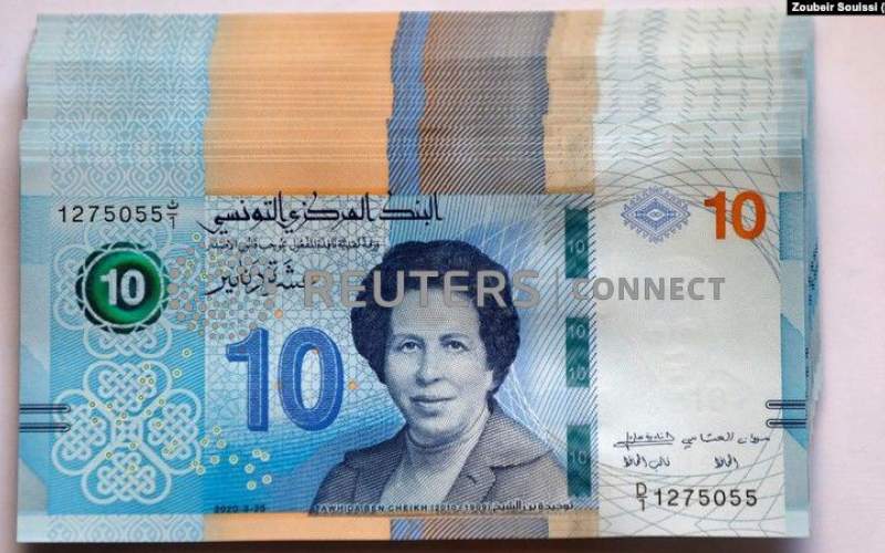 توحیده بن الشیخ بر روی اسکناس ۱۰ دیناری تونس