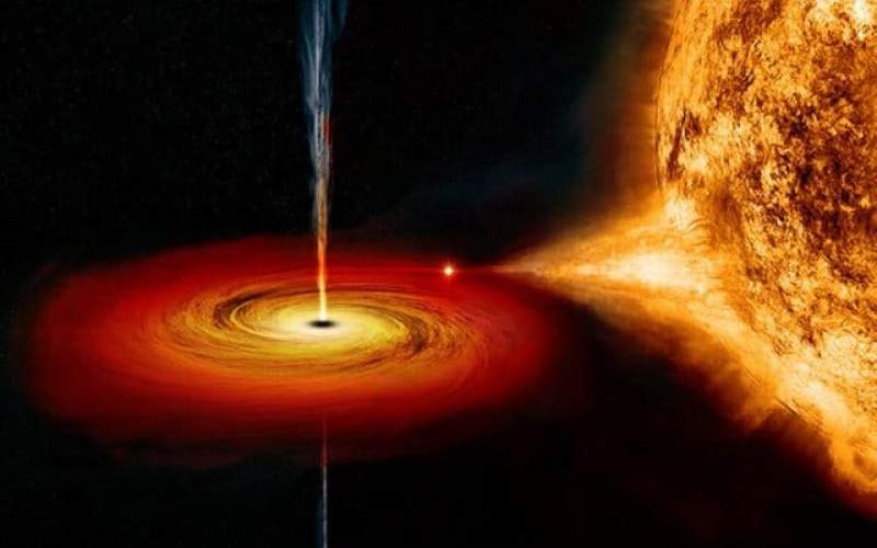 سیاه چاله‌ای که مواد داغ به فضا منتشر می‌کند