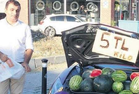 هندوانه‌فروشی مرد ایرانی بالامبورگینی/عکس
