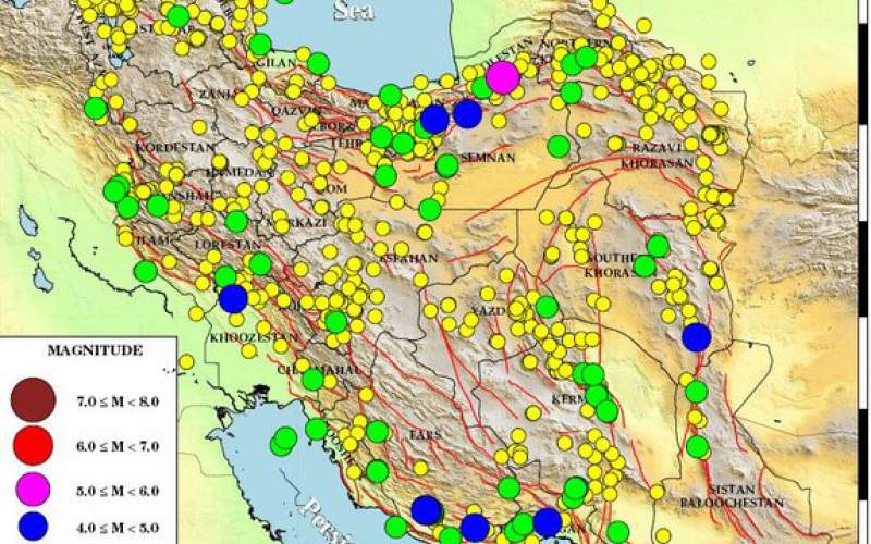 ایران در شهریور ماه  ۹۹بیش از ۸۰۰ بار لرزید