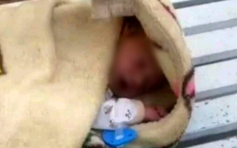 نوزاد سه ماهه جلوی بهزیستی سقز رها شد