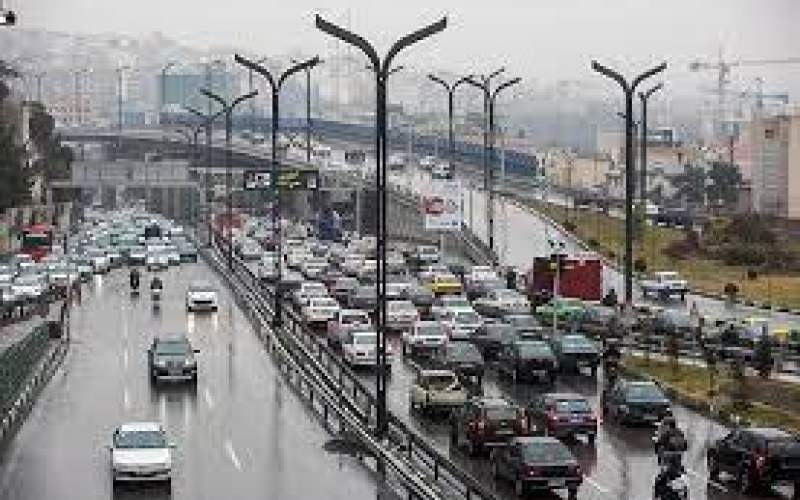 ترافیک سنگین در هوای بارانی تهران