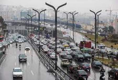 ترافیک سنگین در هوای بارانی تهران