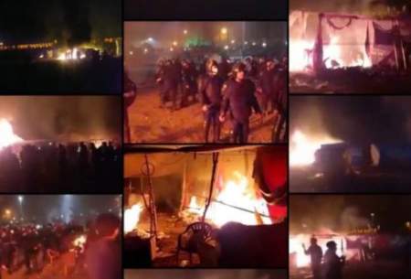 چادرهای معترضان در زاینده‌رود را آتش زدند