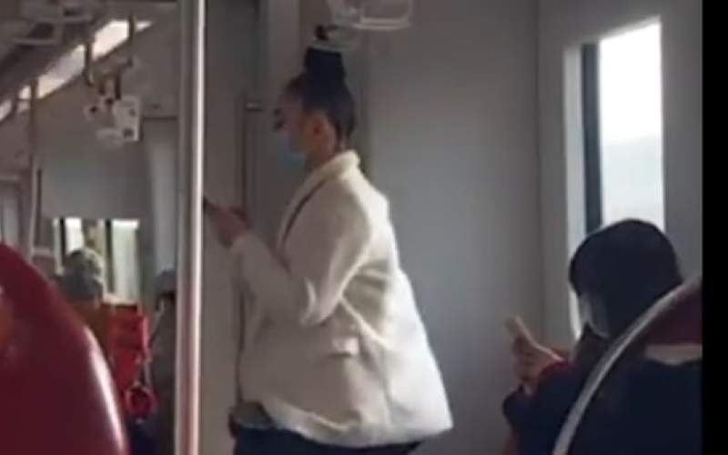 آویزان‌شدن یک زن با موهایش در مترو/فیلم