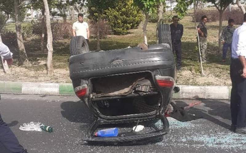 واژگونی مرگبار پژو ۲۰۶ در بزرگراه شهید کاظمی