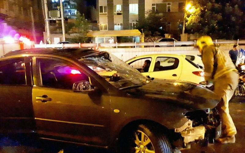 تصادف زنجیره‌ای در خیابان‌ شریعتی تهران