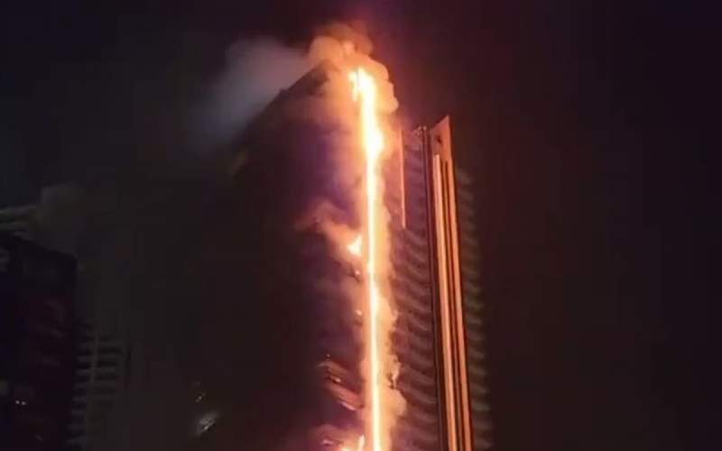 آتش سوزی در برج ۳۵ طبقه دبی /فیلم