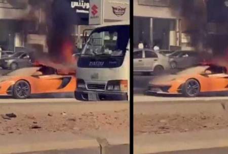 آتش‌گرفتن یک‌خودروی لوکس‌در ریاض عربستان