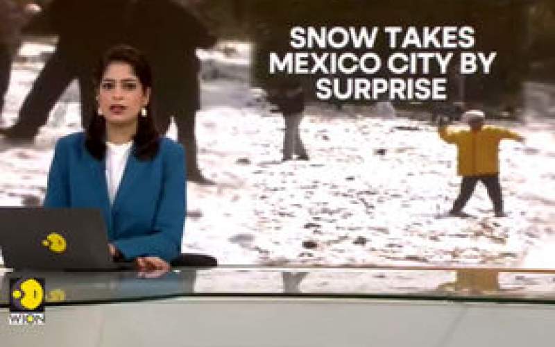 بارش برف در پایتخت مکزیک پس از ۵۵ سال