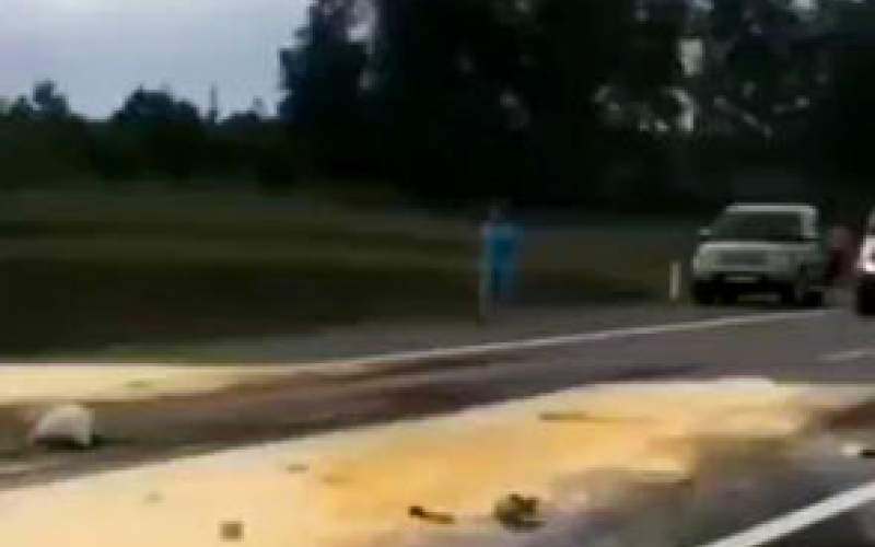تصادف پربازدید ماشین حمل رنگ؛ راننده زرد شد