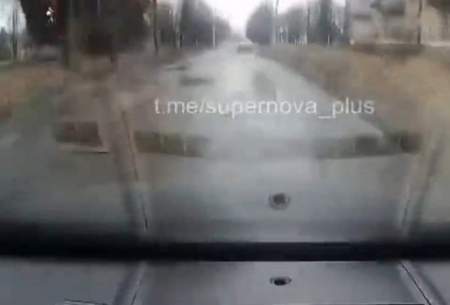 انفجار مهیب در دونتسک مقابل یک خودرو/فیلم