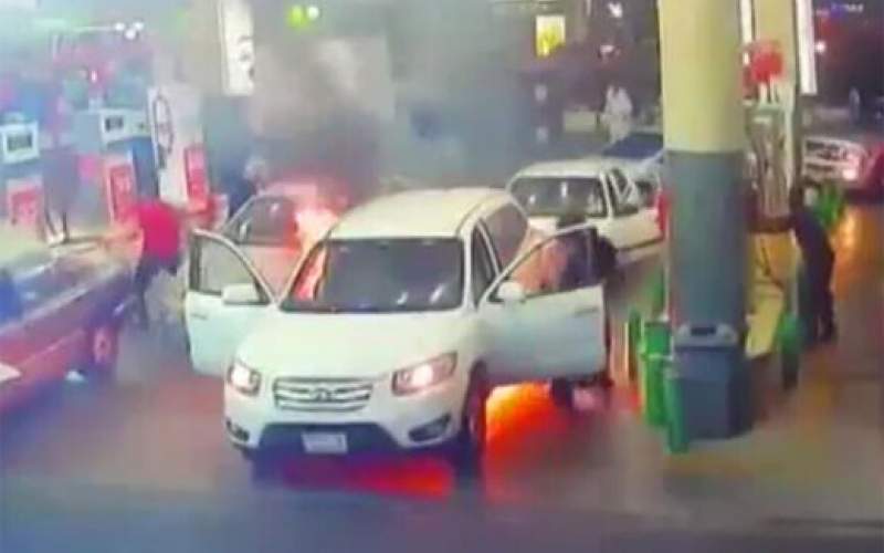 آتش‌سوزی هولناک سانتافه در پمپ بنزین اصفهان