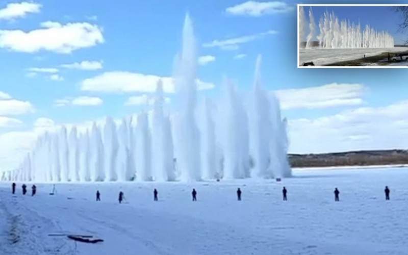 انفجار تماشایی در یک رودخانه یخی /فیلم