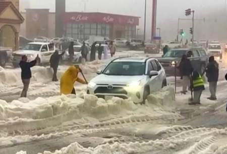 برف سنگین در عربستان /فیلم