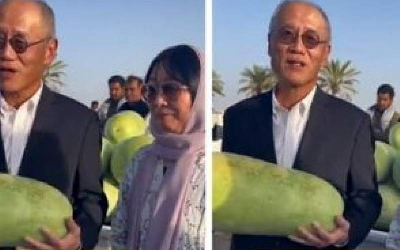 حجاب همسر سفیر ژاپن هنگام خرید هندوانه