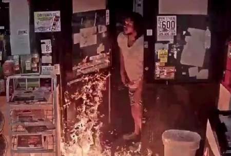 آتش زدن عمدی یک پمپ بنزین /فیلم