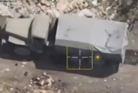 لحظه اصابت خمپاره به کامیون نظامی روسیه