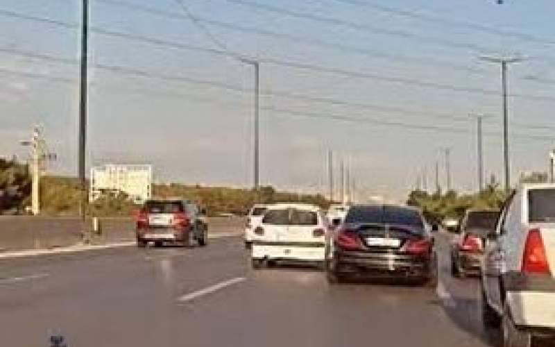 حرکات جنون‌آمیز راننده مرسدس بنز در تهران