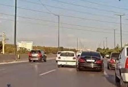 حرکات جنون‌آمیز راننده مرسدس بنز در تهران