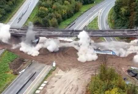 تخریب یک پل ۵۵ ساله با مواد منفجره در آلمان