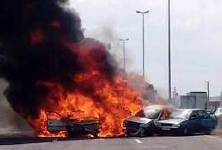 ویدئویی از انفجار مهیب دو خودرو در جاده چالوس