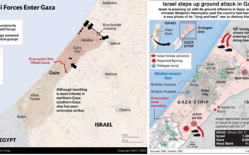 نقشه حمله زمینی به شمال غزه از سه محور