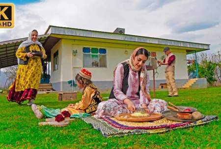 پخت مرغ ناردونی توسط خانواده روستایی