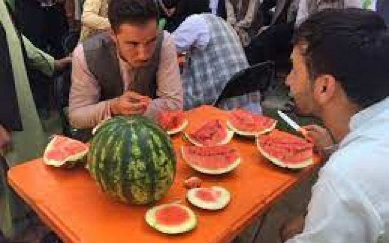 مسابقه خوردن 35 کیلو هندوانه در افغانستان