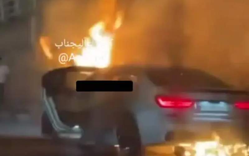 آتش سوزی خودرو ۷۳۰ BMW در تهران/فیلم
