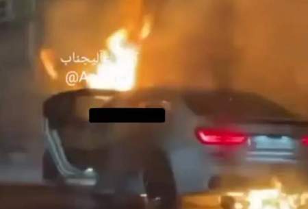 آتش سوزی خودرو ۷۳۰ BMW در تهران/فیلم