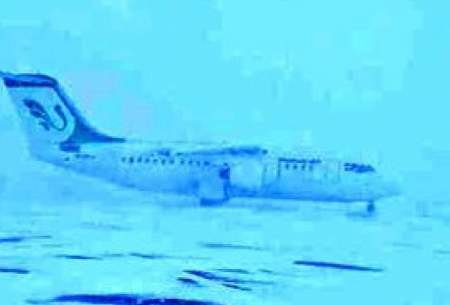 فرود هیجان‌انگیز هواپیما در کولاک برف اردبیل